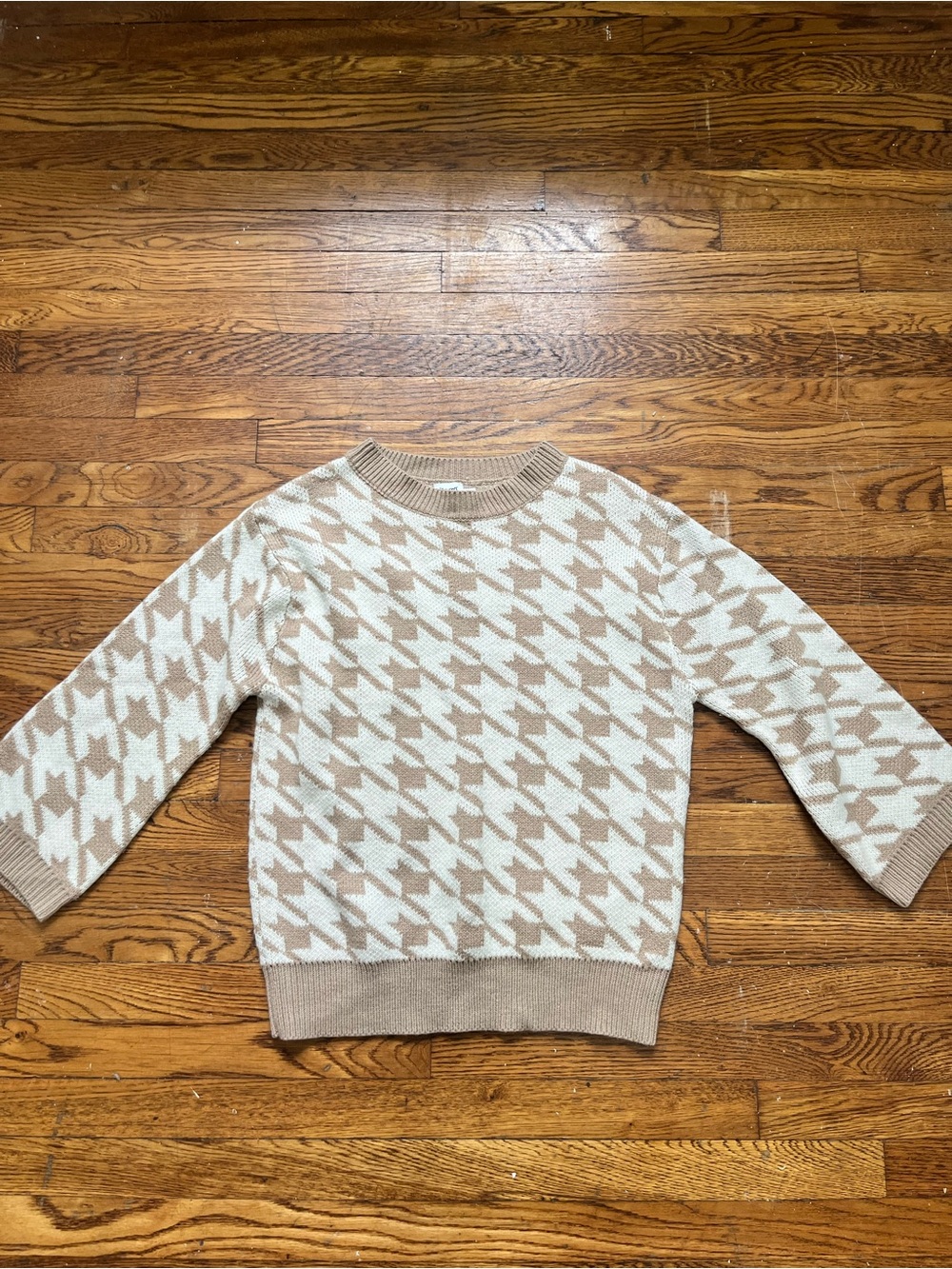 Princess Polly Houndstooth Sweater - Cream & Tan